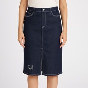 Three Hearts Blue Pencil Skirt Knee-Length Casual